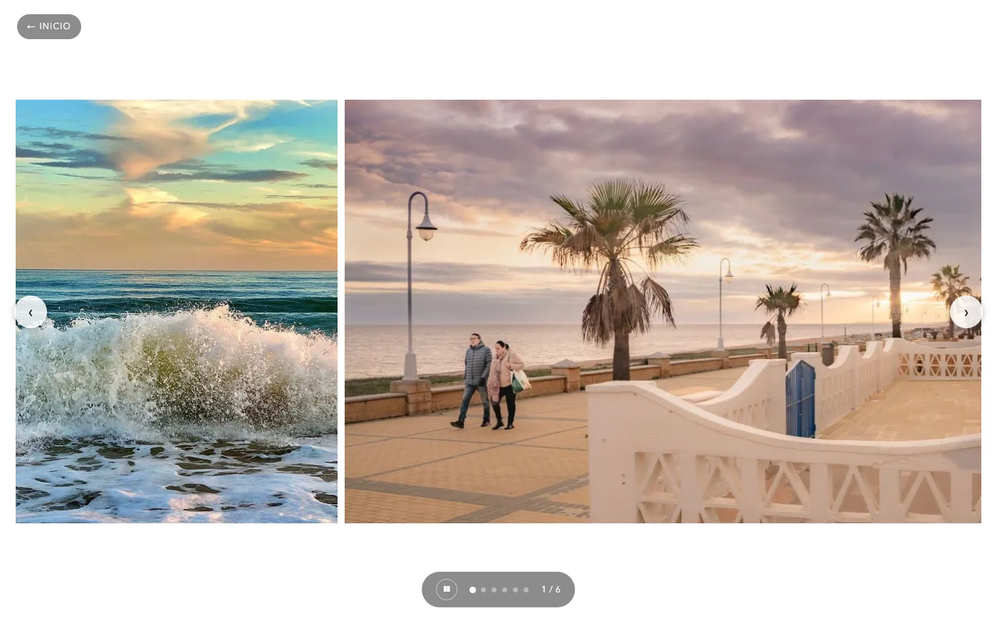 Álbum a pantalla completa de lantilla.com con tres fotografías de la costa de La Antilla.