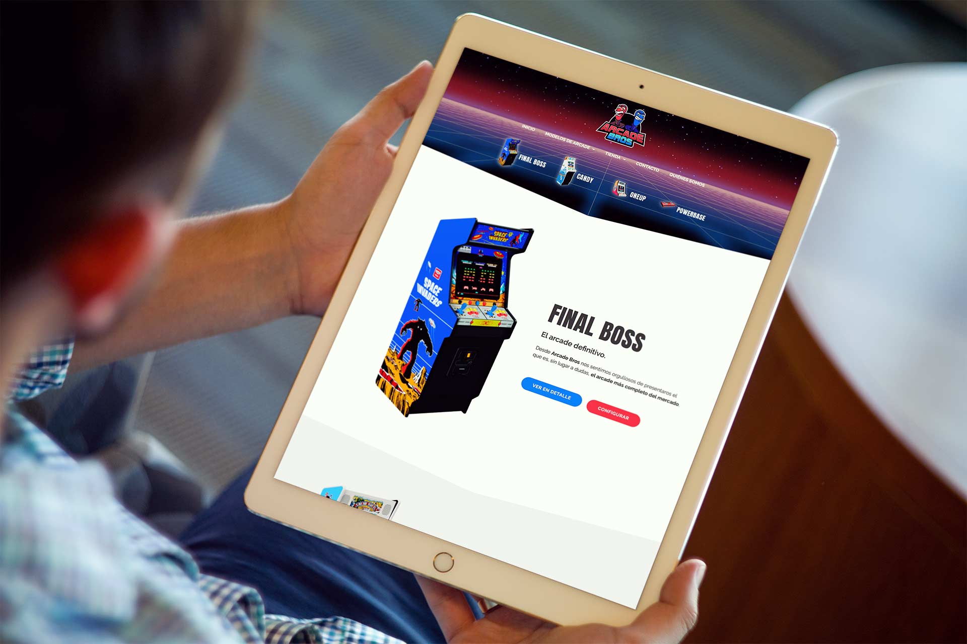 Arcade Bros. Diseño web de tienda online de venta máquinas recreativas arcade personalizadas